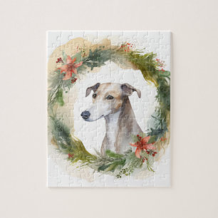 Puzzle Corona de Navidad de Greyhound Perro Festivo