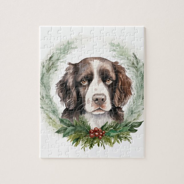 Puzzle Corona de Navidad de Springer spaniel Perro festiv (Vertical)