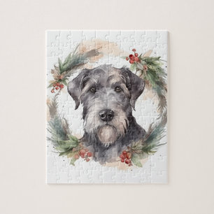 Puzzle Corona de Navidad Wolfhound Perro Festivo