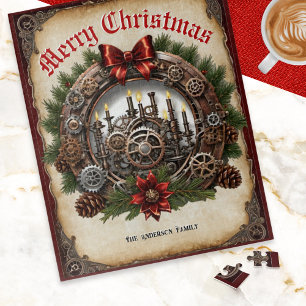 Puzzle Coronas de Navidad Engranajes Velas Steampunk Pers