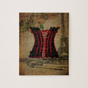 Puzzle corsé del vintage de la flor de la torre Eiffel d