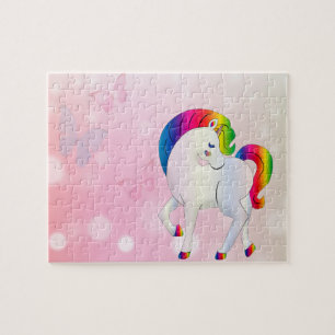 Puzzle Corta,Colorida,Bokeh,Unicornio arcoiris