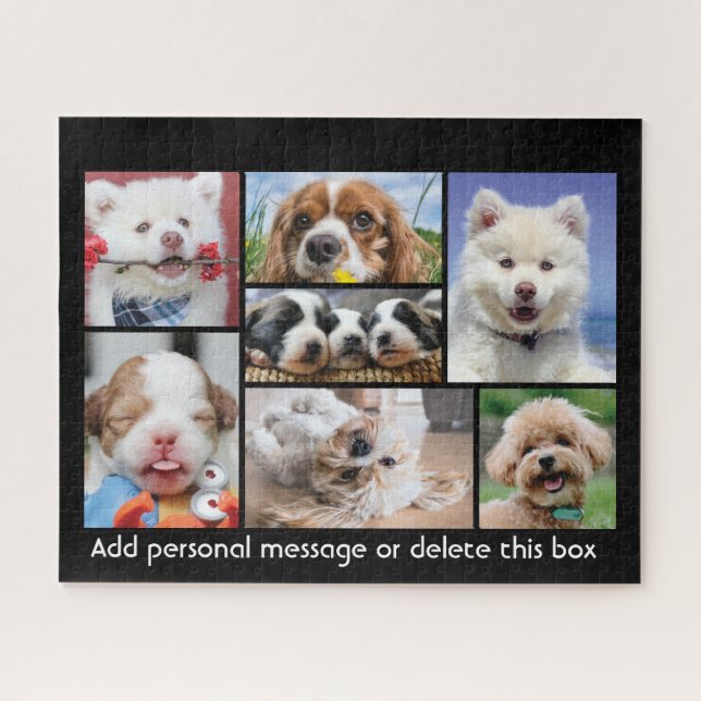 Puzzle Cortar cachorros con mensaje personalizado (Horizontal)