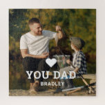 Puzzle Cortar el amor al corazón por tus nombres de fotos<br><div class="desc">Cute HEART LOVE YOU DAD Photo Names Jigsaw Puzzle presenta su foto favorita con el texto "(corazón de amor) tu papá" en un alfabeto blanco moderno con sus nombres debajo. Personalice editando el texto en el cuadro de texto proporcionado y agregando su propia imagen. Perfecto para Navidades, cumpleaños y regalos...</div>