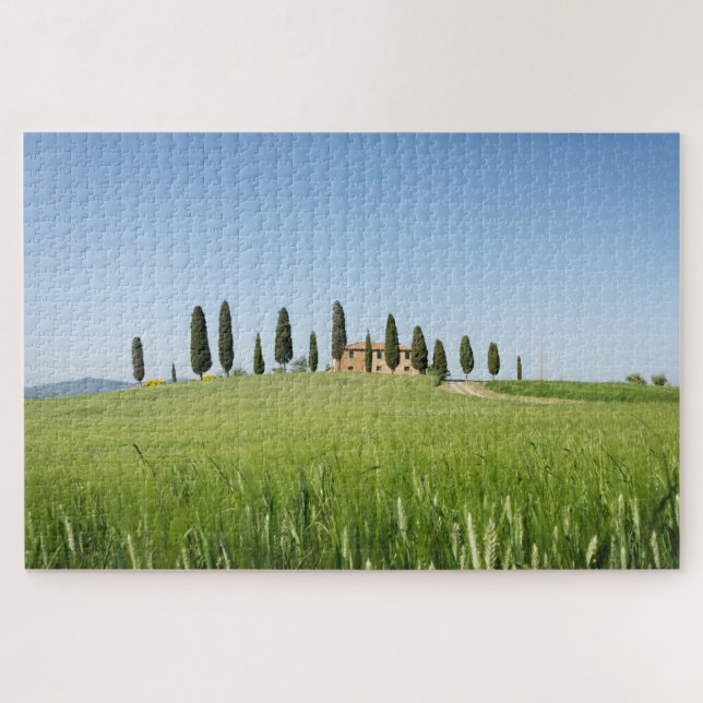 Puzzle Cortijo en Toscana con los cipreses y el trigo (Horizontal)