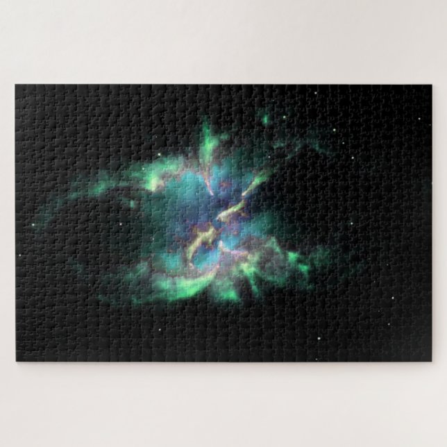 Puzzle Cortina de ducha con estampado de nebulosa planeta (Horizontal)