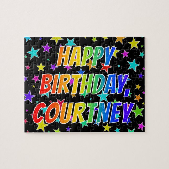 Puzzle "CORTNEY" Nombre, Diversión "FELIZ CUMPLEAÑOS" (Horizontal)