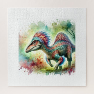 Puzzle Corythosaurus in a Serene Watercolor Landscape 060