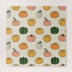 Puzzle Cosecha De Calabaza Vintage, Patrón Sin Marea.