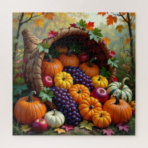 Puzzle Cosecha de otoño y cornucopia de bendiciones