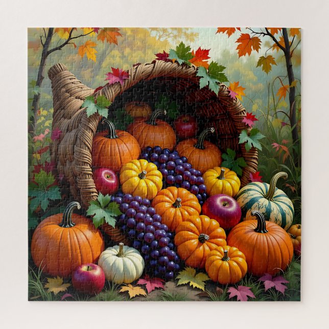 Puzzle Cosecha de otoño y cornucopia de bendiciones  (Vertical)