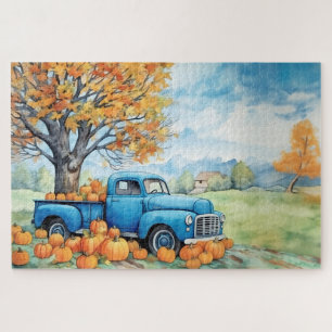 Puzzle Cosecha Otoñal Vintage Pickup y Calabazas 20x30