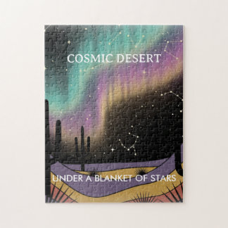 Puzzle Cosmic Desert Aurora • Retro Western Night Sky