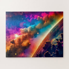 Puzzle Cosmic Rainbow brilla en una escena nublada en el