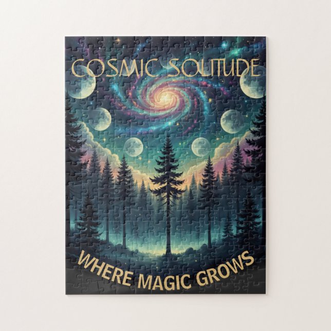 Puzzle Cosmic Solitude Galaxy Forest • Moon Phases (Vertical)