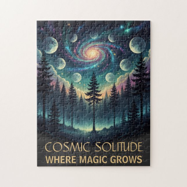 Puzzle Cosmic Solitude Galaxy Forest • Moon Phases (Vertical)