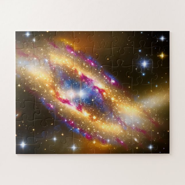 Puzzle Cosmos artísticos fantásticos de oro azul y rosa d (Horizontal)