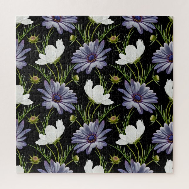 Puzzle Cosmos Daisy Floral Seamless Collage (Vertical)