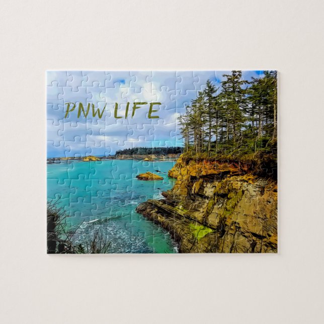 Puzzle Costa de Oregón Pacífico Noroeste Personalizado (Horizontal)