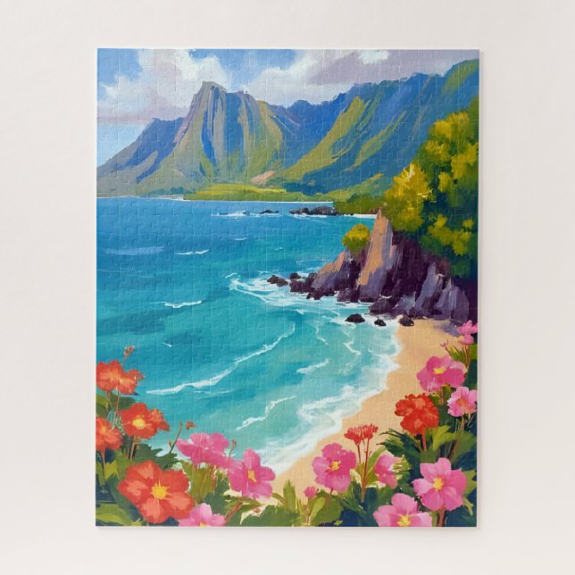 Puzzle Costa Na Pali Kauai Hawaii Pintura de la costa (Vertical)