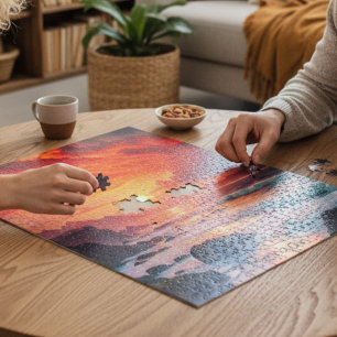 Puzzle Costa personalizado Fiery Sunset - Acantilados Oce
