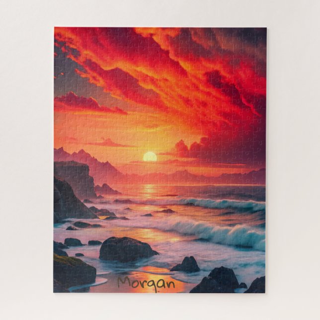 Puzzle Costa personalizado Fiery Sunset - Acantilados Oce (Vertical)