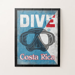 Puzzle Costa Rica Vintage Scuba Máscara de Buceo