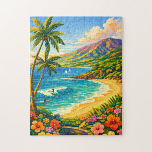 Puzzle Costa Tropical de Maui Hawaii Viajes Retro