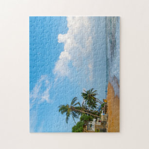 Puzzle Costa tropical de playa y palmeras Vista al océano