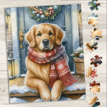 Puzzle Cosy Golden Retriever Puppy Dog Navidades<br><div class="desc">¿Busca una actividad divertida y atractiva para compartir con su familia esta temporada de vacaciones? No busque más y venga a nuestra colección de rompecabezas con el juguetón Golden Retriever. Como amante de los perros, adorarás la variedad de diseños que ofrecemos, incluyendo cachorros adorables y adorables, perros adorables con Golden...</div>