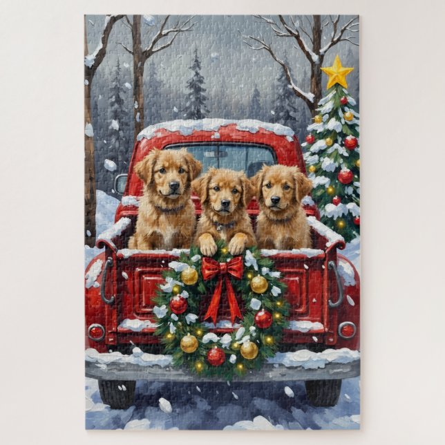 Puzzle Coton de Tulear Christmas Red Truck Holiday (Vertical)
