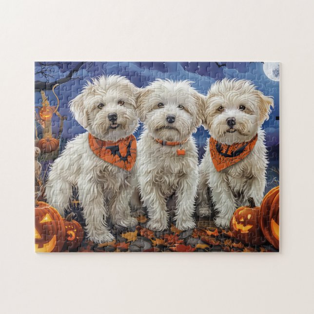 Puzzle Coton De Tulear Halloween Spooky (Horizontal)