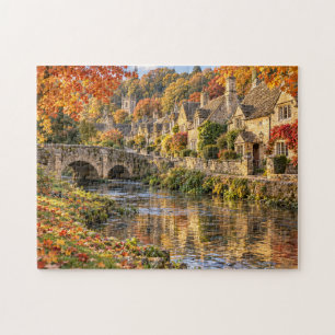 Puzzle Cotswolds Otoño Pueblo Ribereño & Puente de Piedra