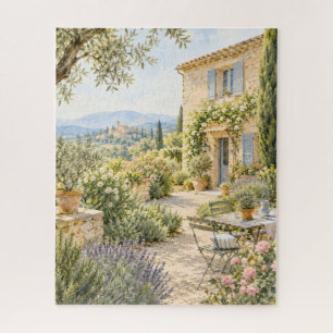 Puzzle Cottage de jardín provenzal francés acuarela