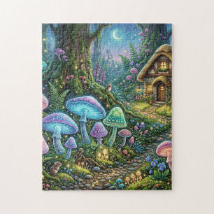 Puzzle Cottagecore caprichoso bosque de hongos encantados