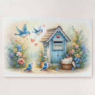 Puzzle Cottagecore Cartas de Amor Buzón de Pájaro Azul