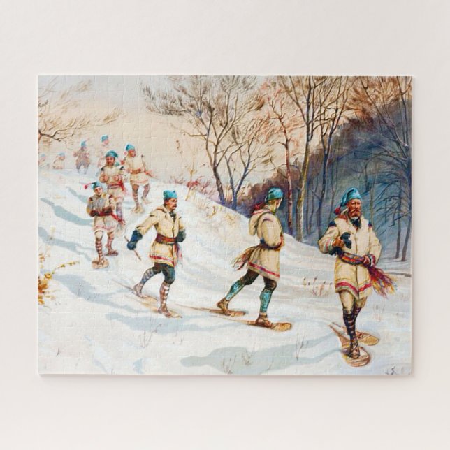 Puzzle "Coureurs des bois snowshoe Trek" (Horizontal)