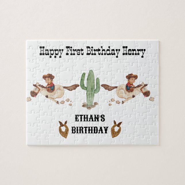 Puzzle Cowboy Birthday Rodeo Fiesta (Horizontal)