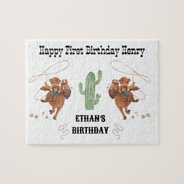 Puzzle Cowboy Birthday Rodeo Fiesta (Horizontal)