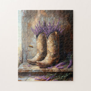 Puzzle Cowboy Boots Lavender y Honey Bee