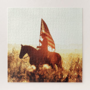 Puzzle Cowboy Retrato Tema de la bandera de los Estados U