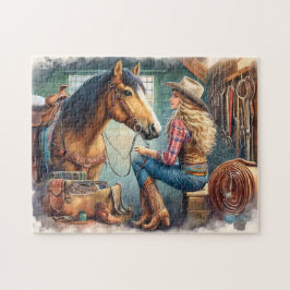 Puzzle Cowgirl and Horse Country Life Relaxing Gift