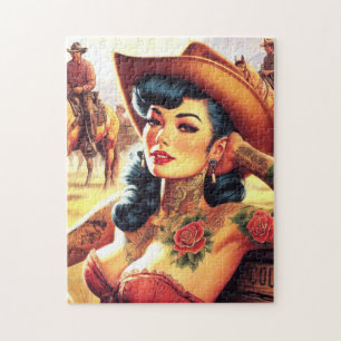 Puzzle Cowgirl de tatuaje caliente