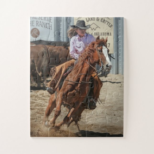 Puzzle Cowgirl Rodeo Horse Horseback Ride Western Sports (Vertical)