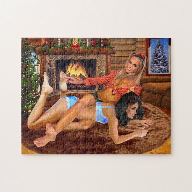 PUZZLE COWGIRLS LOG CABIN PLAY WRESTLING (Horizontal)