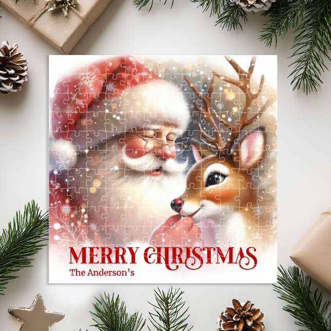 Puzzle Cozy Santa Rudolph Personalized Christmas Kids   (Cozy Santa Rudolph Personalized Christmas Kids Holiday Jigsaw Puzzle

)