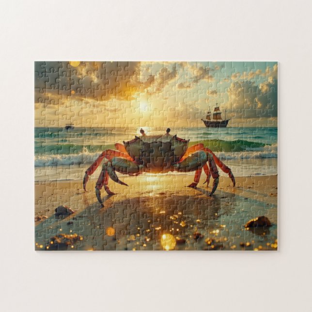 Puzzle crab on the beach at sunset (Horizontal)