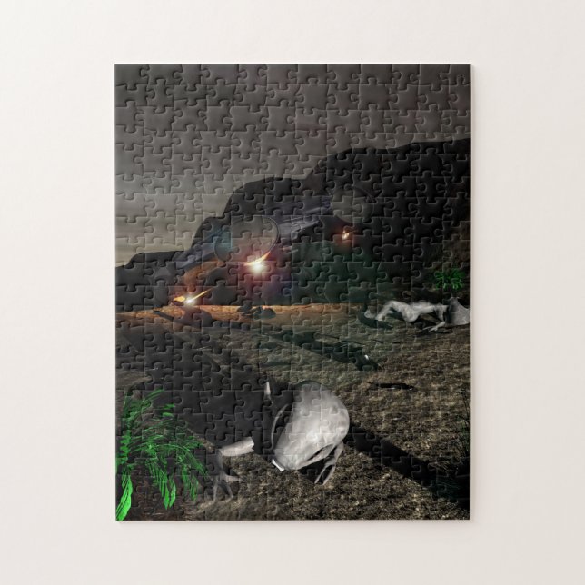 Puzzle Crac de OVNI Roswell por la noche (Vertical)
