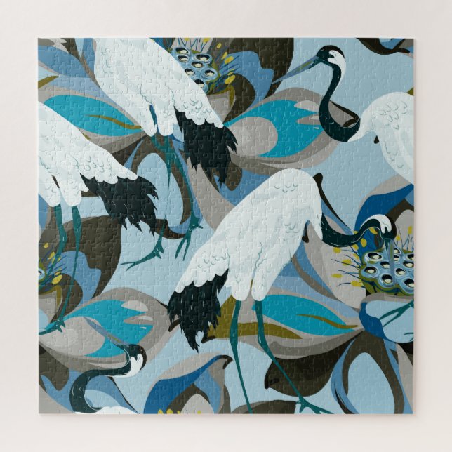 Puzzle Crane & Lotus: cosecha abstracta (Vertical)