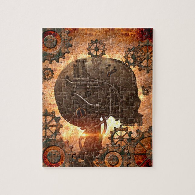 Puzzle Cráneo asombroso del steampunk con los engranajes (Vertical)